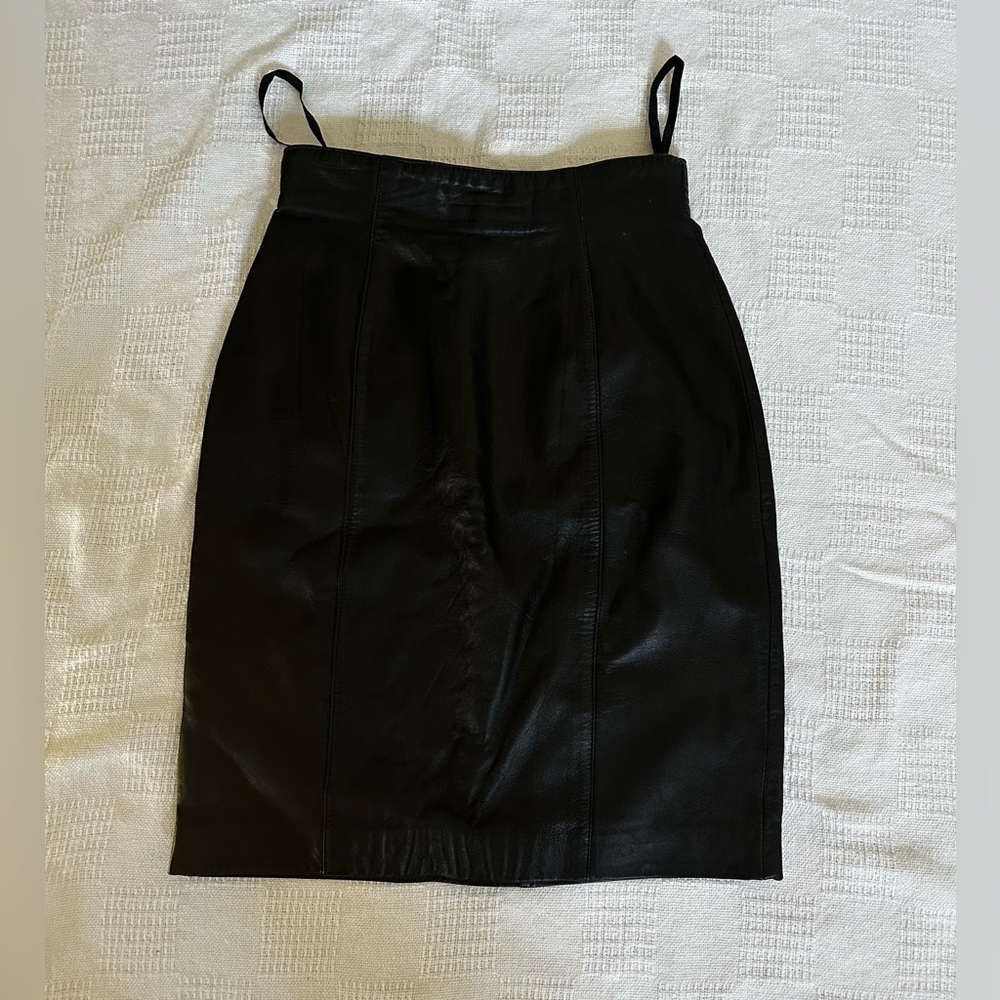Evan Davies Vintage Black Leather Skirt